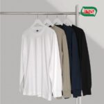 Baju Kaos Polos Lengan Panjang Pria Wanita Hitam Putih Katun Size S-XL – White Solid, S